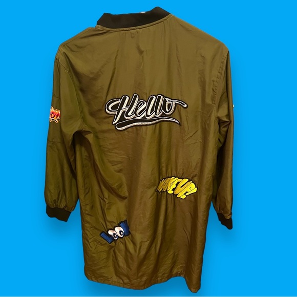 Women’s Streetwear Zipper Long Aviator Coat Windproof Jacket Funky Retro Patches - Picture 12 of 13